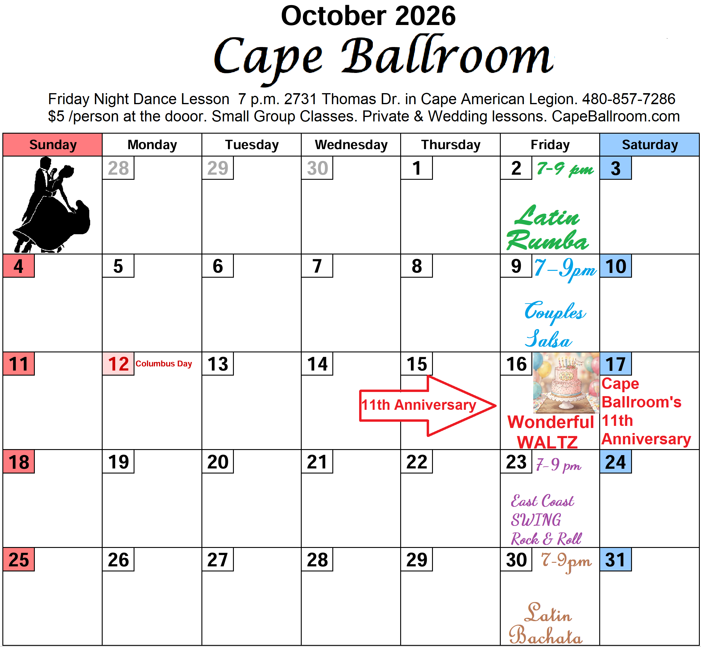 calendar OCT2026